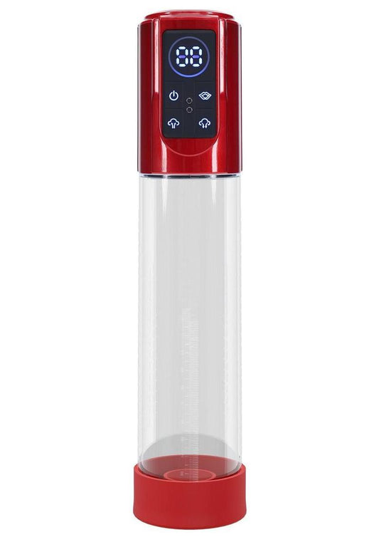 Pumped Megalift 6 Function Automatic Rechargeable Penis Pump - Metallic - Red