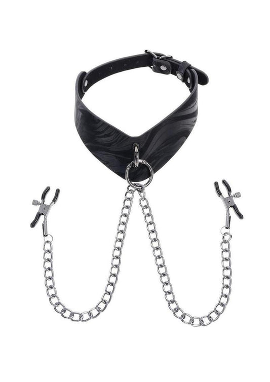 Velvet Noir Collar and Removable Clamps - Black