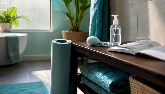 Pelvic floor trainer and beginner setup on bedside table