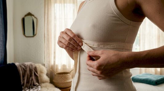 Hands measuring underbust with tape