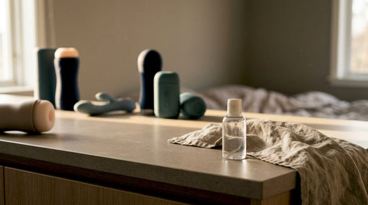 Variety of male strokers in neutral setting
