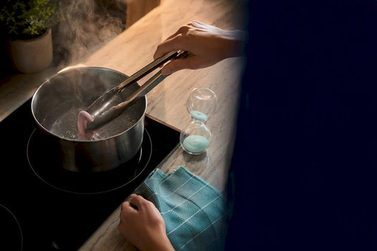 Anonymous silicone object being safely boiled