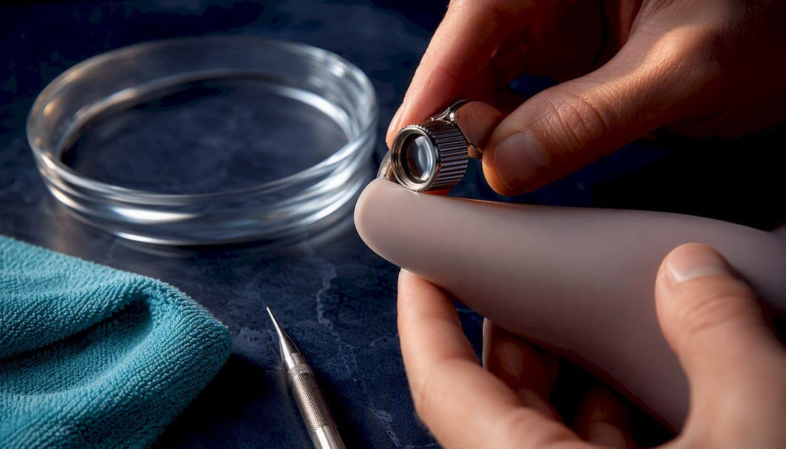 Hand inspecting a silicone product edge