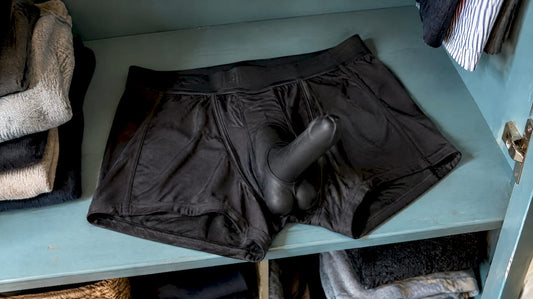 Integrated silicone briefs laid out in wardrobe