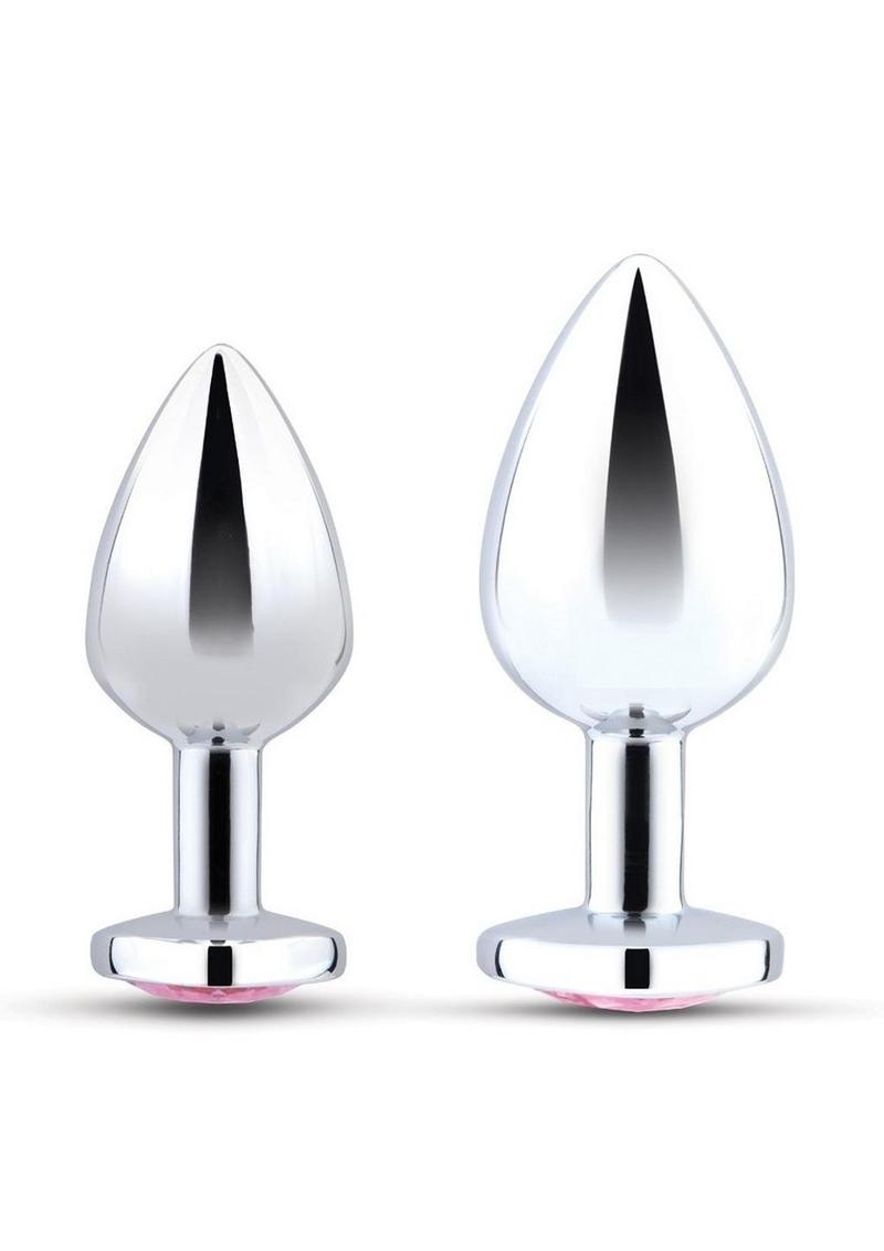 B-Vibe Jewel Metal Anal Plug Training - Pink/Silver - 2 Piece/Set