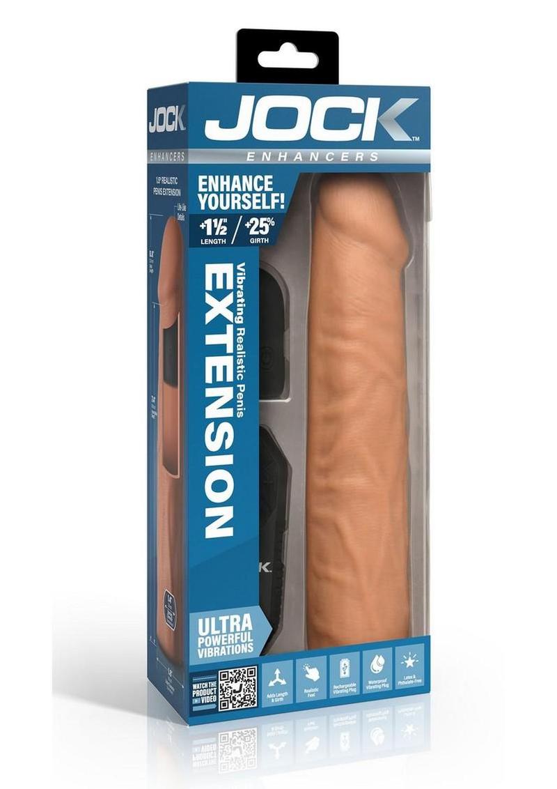 Jock Enhancers Vibrating Penis Extension Sleeve with Remote Control - Caramel