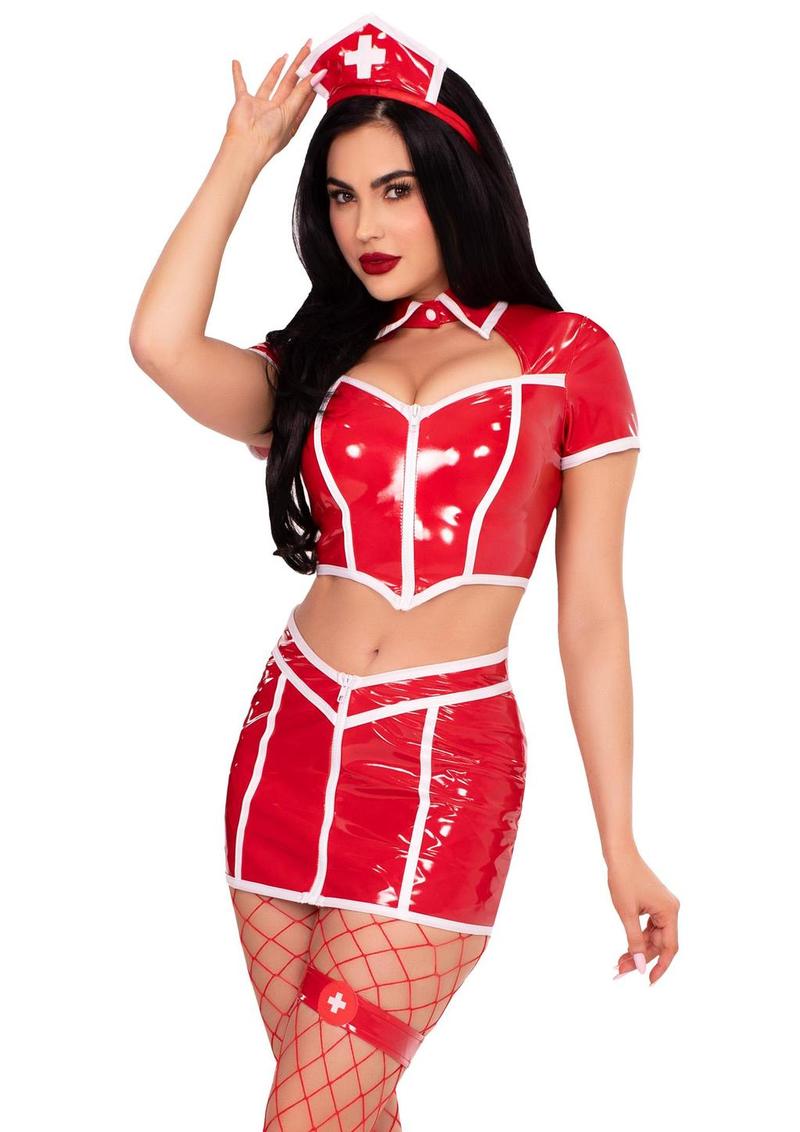 Leg Avenue Red Alert Nurse Costume - Red - Medium - 4 Piece