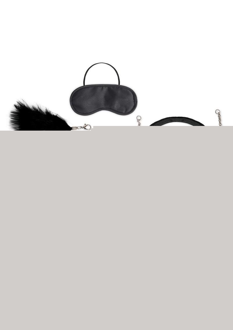 Lux Fetish Interchangeable Collar and Nipple Clip - Black - 12 Piece/Set
