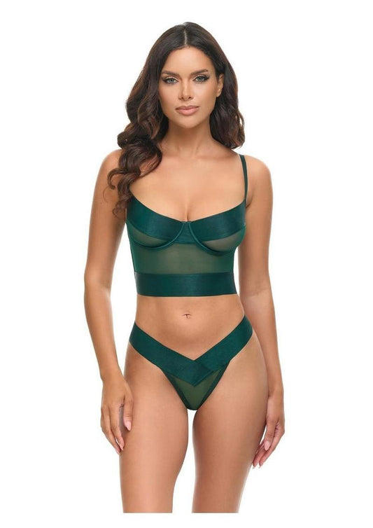 Oh LA LA Cheri Gia Bustier - Green - Large/XLarge - Set