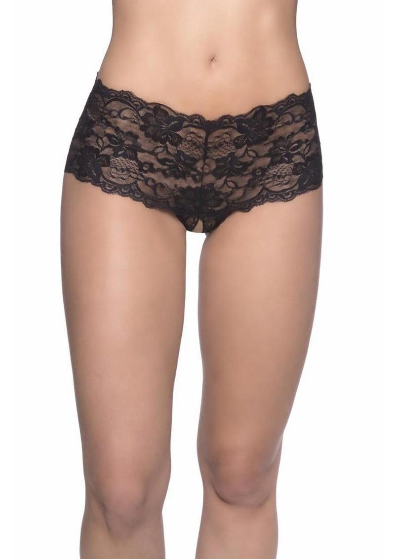 Oh LA LA Cheri Good Night Kiss Panty - Black - Medium/Small