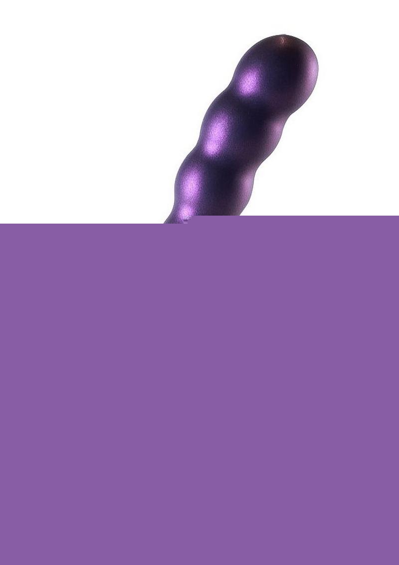 Ouch! Beaded G-Spot Silicone Dildo 8in - Metallic - Purple