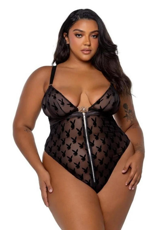 Playboy Bunny Charm Teddy - Black - XXLarge