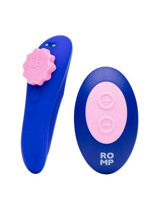 Romp Party Rechargeable Silicone Clitoral Vibrator with Remote - Blue/Pink