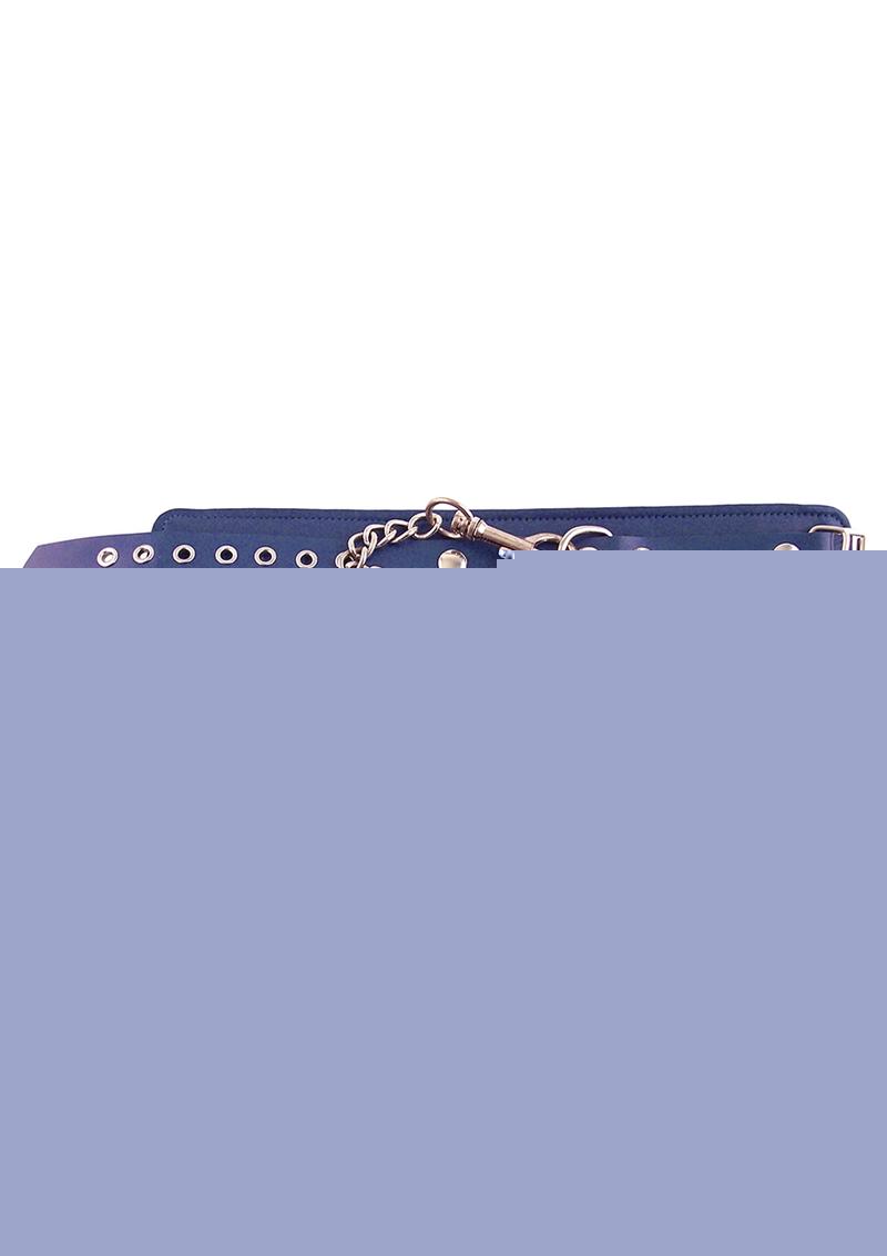 Rouge Plain Leather Adjustable Ankle Cuffs - Blue