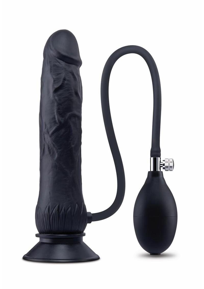 Size Up Ripple Inflatable Silicone Dildo - Black - 7.5in